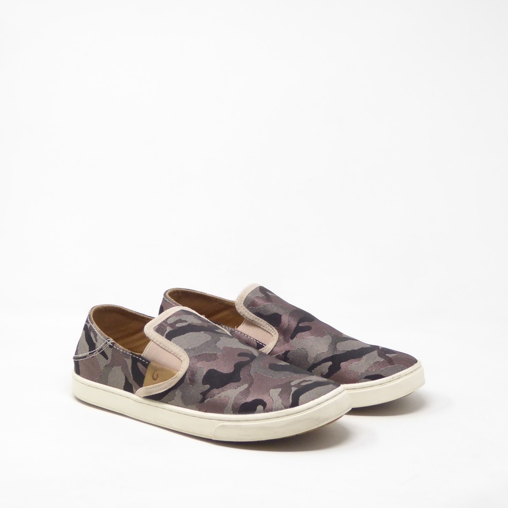 OluKai Womens Pehuea Pa'i Slip On Shoes Camo Purple Grey 8